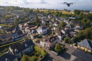 view-town-with-drone-flying-capturing-aerial-views-created-with-generative-ai